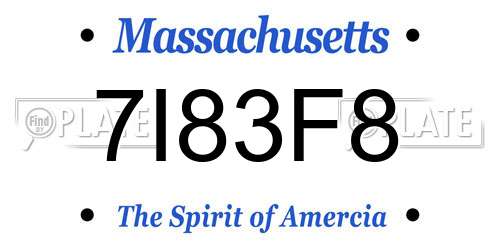 7I83F8 Massachusetts License Plate