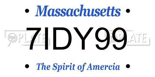 7IDY99 Massachusetts License Plate