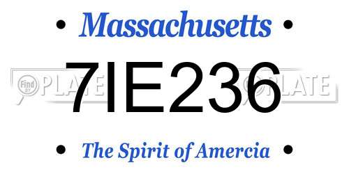7IE236 Massachusetts License Plate