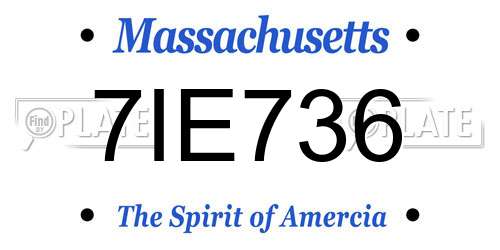 7IE736 Massachusetts License Plate