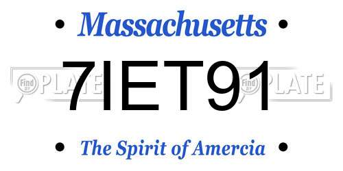7IET91 Massachusetts License Plate