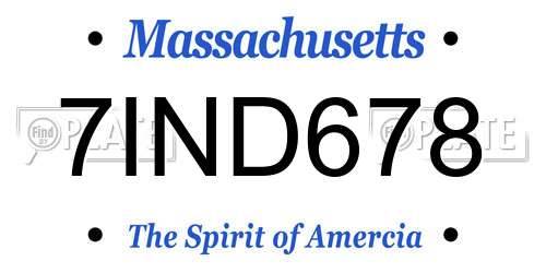 7IND678 Massachusetts License Plate