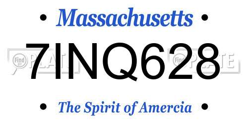 7INQ628 Massachusetts License Plate
