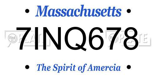 7INQ678 Massachusetts License Plate