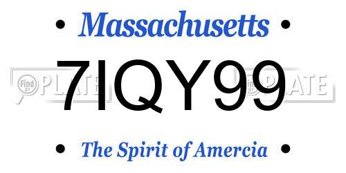 7IQY99 Massachusetts License Plate