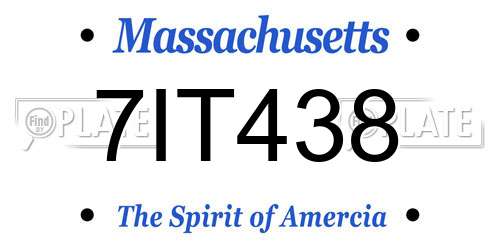 7IT438 Massachusetts License Plate