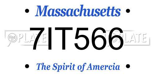 7IT566 Massachusetts License Plate