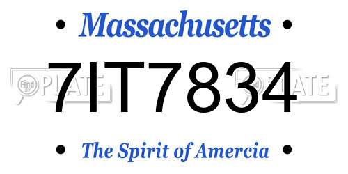 7IT7834 Massachusetts License Plate