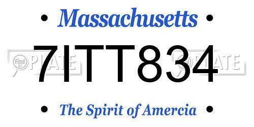7ITT834 Massachusetts License Plate