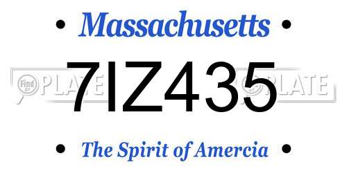 7IZ435 Massachusetts License Plate