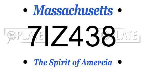 7IZ438 Massachusetts License Plate