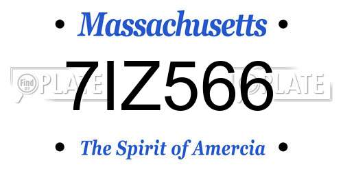 7IZ566 Massachusetts License Plate