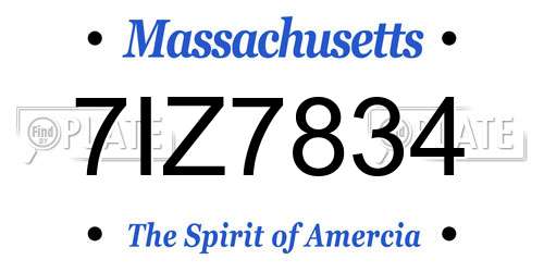 7IZ7834 Massachusetts License Plate