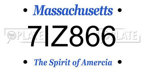 7IZ866 Massachusetts License Plate