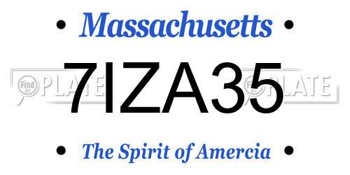 7IZA35 Massachusetts License Plate