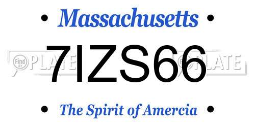 7IZS66 Massachusetts License Plate