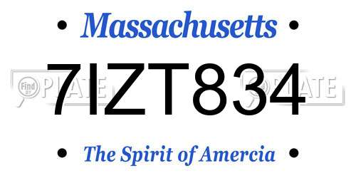 7IZT834 Massachusetts License Plate