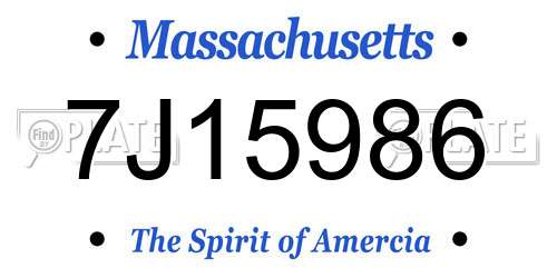 7J15986 Massachusetts License Plate
