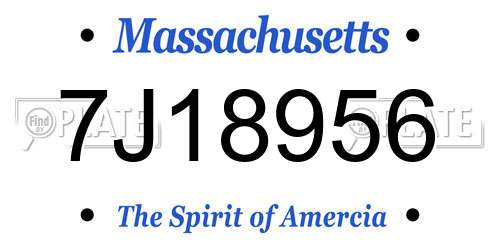 7J18956 Massachusetts License Plate