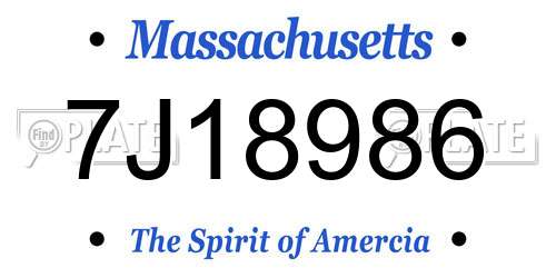 7J18986 Massachusetts License Plate