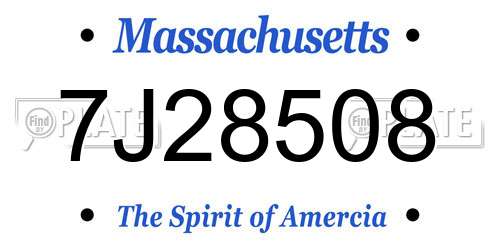 7J28508 Massachusetts License Plate