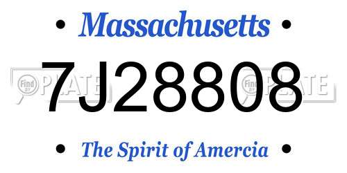 7J28808 Massachusetts License Plate