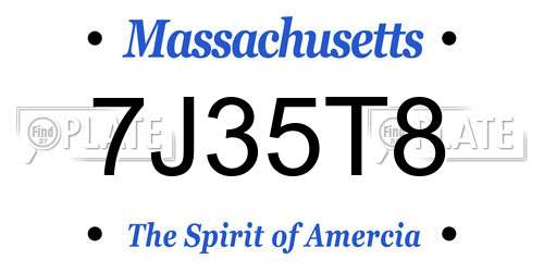 7J35T8 Massachusetts License Plate
