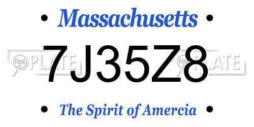 7J35Z8 Massachusetts License Plate