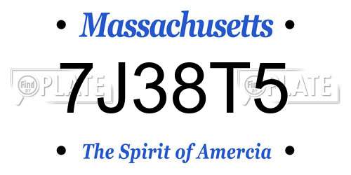 7J38T5 Massachusetts License Plate