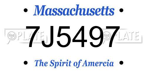 7J5497 Massachusetts License Plate