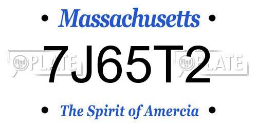 7J65T2 Massachusetts License Plate