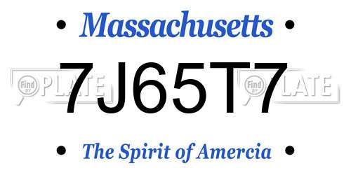 7J65T7 Massachusetts License Plate