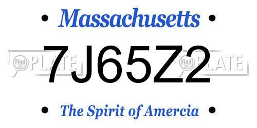 7J65Z2 Massachusetts License Plate