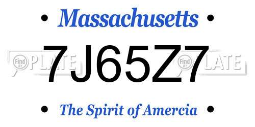 7J65Z7 Massachusetts License Plate