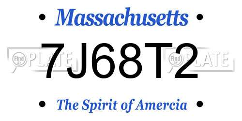 7J68T2 Massachusetts License Plate