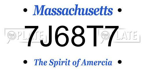 7J68T7 Massachusetts License Plate