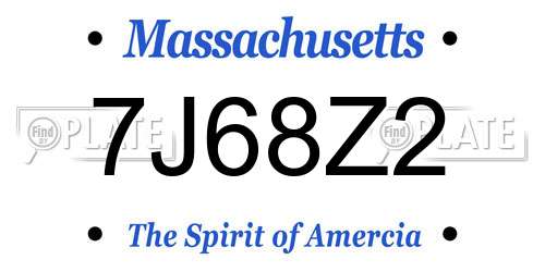 7J68Z2 Massachusetts License Plate