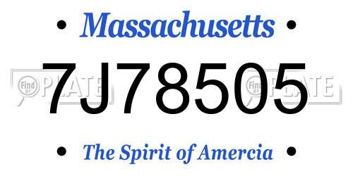 7J78505 Massachusetts License Plate