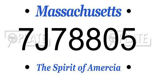 7J78805 Massachusetts License Plate