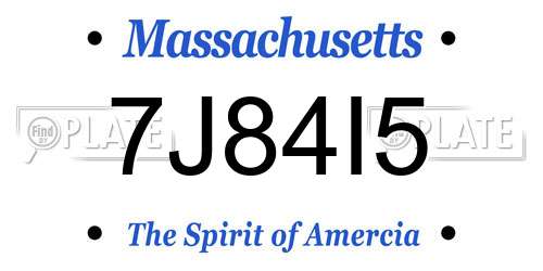7J84I5 Massachusetts License Plate