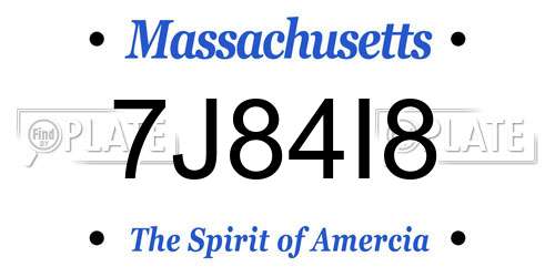 7J84I8 Massachusetts License Plate