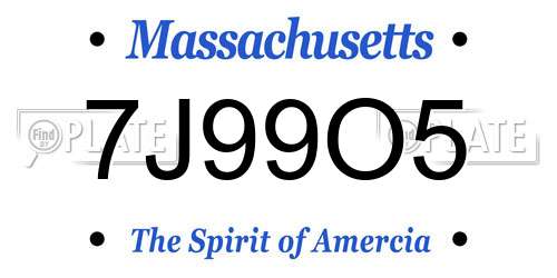 7J99O5 Massachusetts License Plate