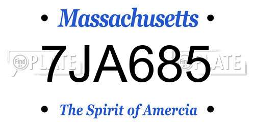 7JA685 Massachusetts License Plate