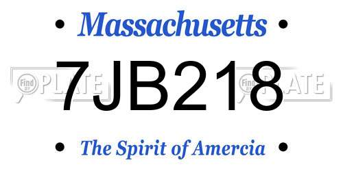 7JB218 Massachusetts License Plate