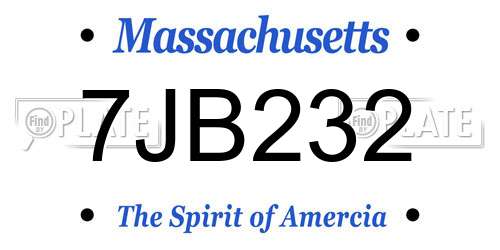 7JB232 Massachusetts License Plate