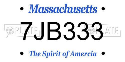7JB333 Massachusetts License Plate
