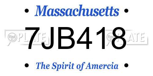 7JB418 Massachusetts License Plate
