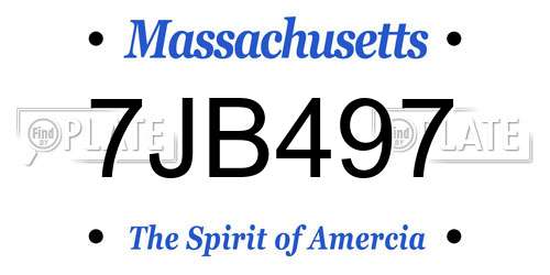 7JB497 Massachusetts License Plate