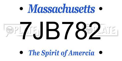 7JB782 Massachusetts License Plate