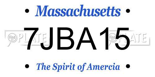7JBA15 Massachusetts License Plate